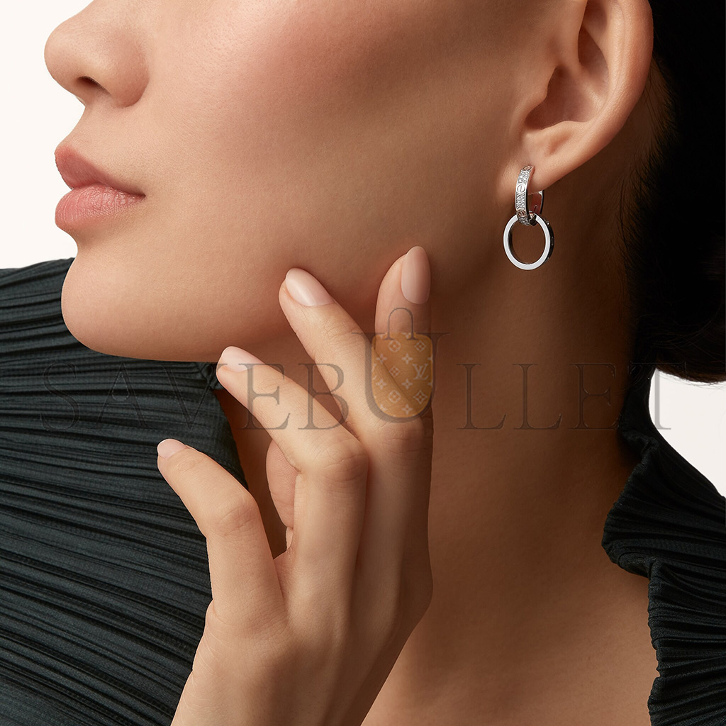 Ca*t*er love white gold earrings, transformable, semi-paved n8515242